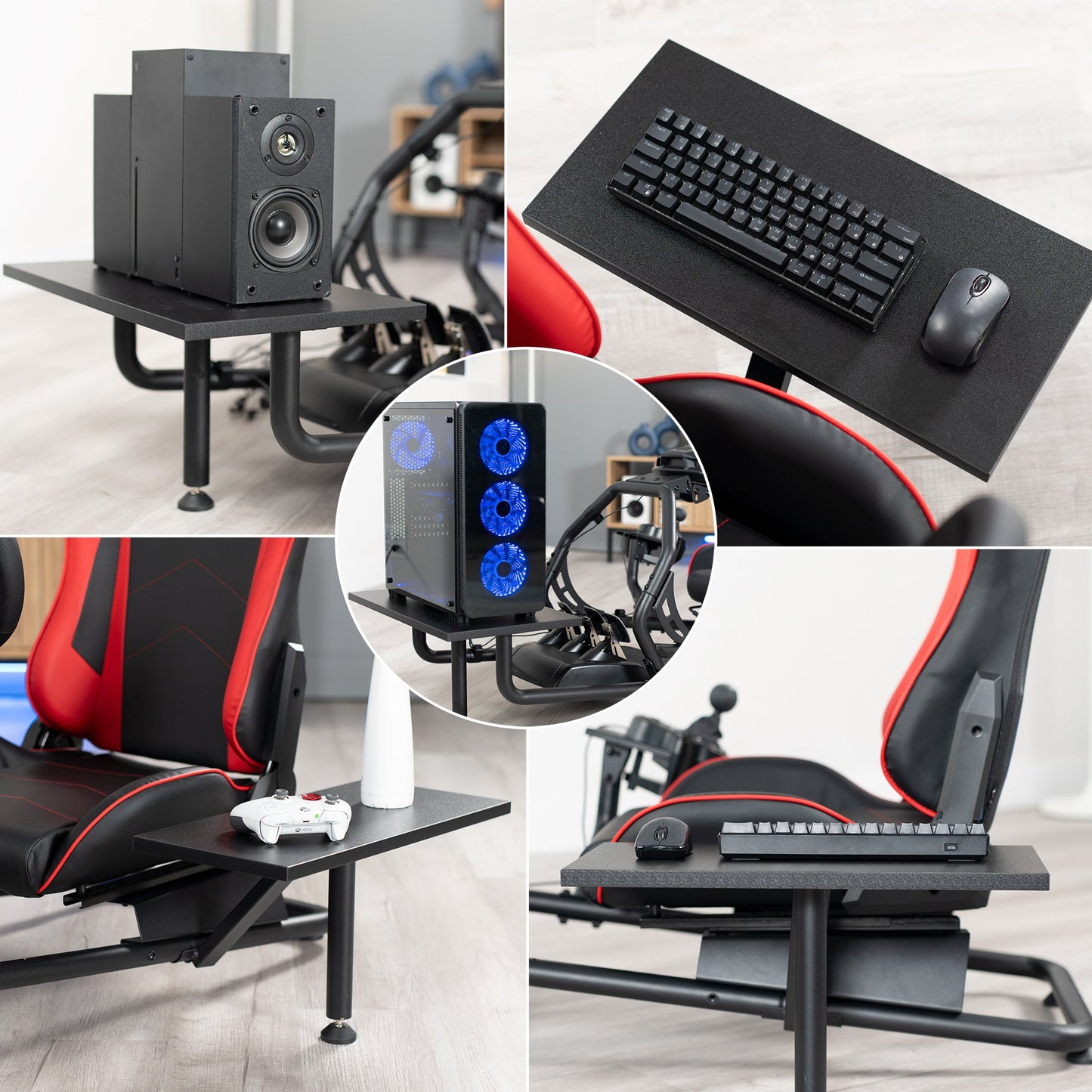 VIVO Racing Simulator Cockpit with TV Mount & Shelf Kit - 32” to 50” Screens - STAND-KIT-RACE1BS