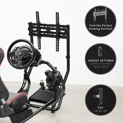 VIVO Racing Simulator Cockpit with TV Mount - 32” to 50” Screens - STAND-KIT-RACE1B
