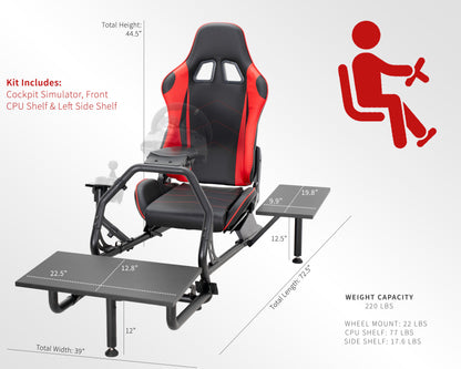 VIVO Racing Simulator Cockpit with Shelf Kit - STAND-KIT-RACE1S