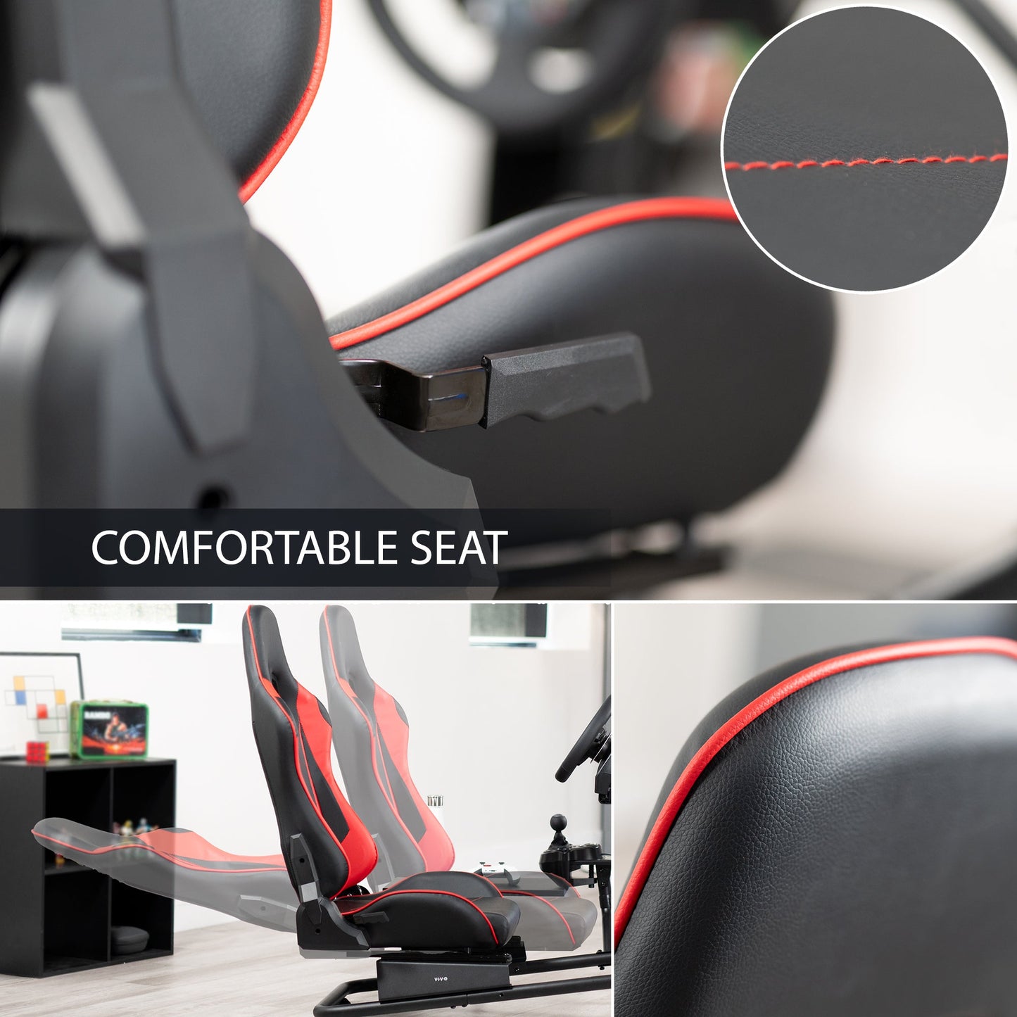 VIVO Racing Simulator Cockpit with Shelf Kit - STAND-KIT-RACE1S