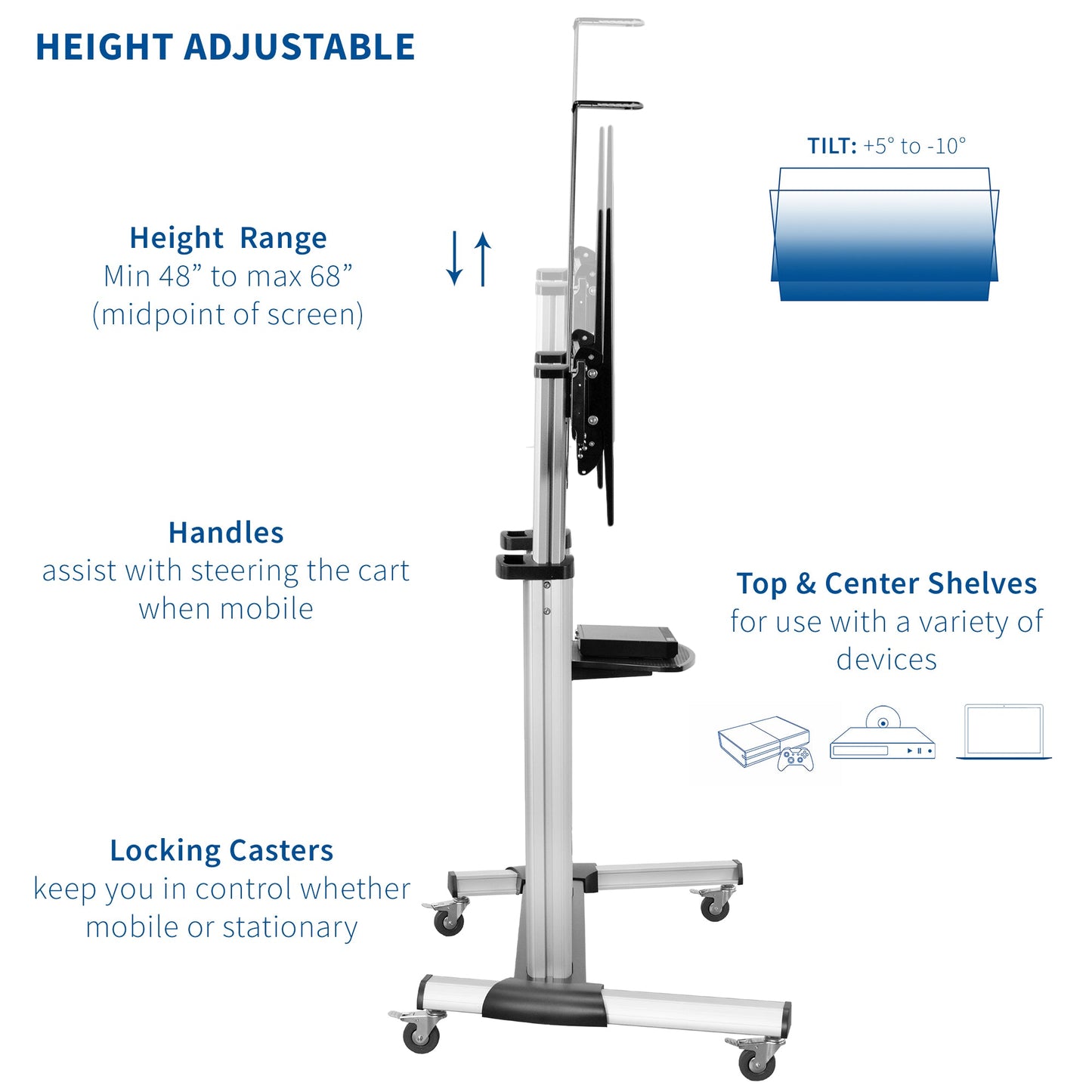 VIVO Mobile TV Cart - 32" to 100" Screens - STAND-TV22S