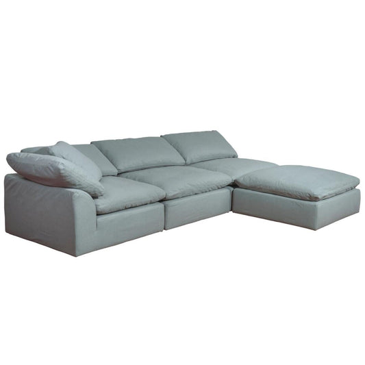Sunset Trading Cloud Puff 4 Piece 132" Wide Slipcovered Modular Sectional Sofa with Ottoman - SU-1458-43-1C-2A-1O