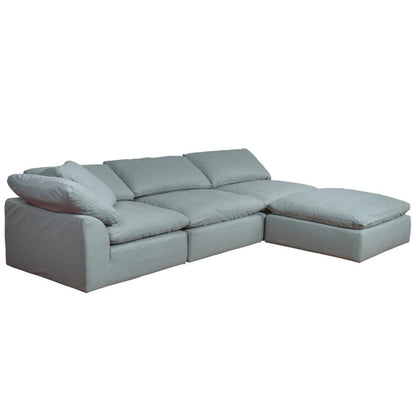 Sunset Trading Cloud Puff 4 Piece 132" Wide Slipcovered Modular Sectional Sofa with Ottoman - SU-1458-43-1C-2A-1O