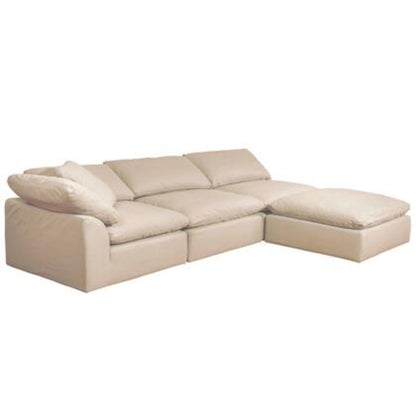 Sunset Trading Cloud Puff 4 Piece 132" Wide Slipcovered Modular Sectional Sofa with Ottoman - SU-1458-84-1C-2A-1O