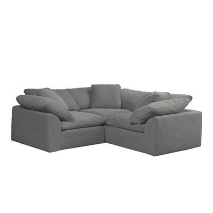 Sunset Trading Cloud Puff 3 Piece 88" Wide Slipcovered Modular Sectional Small L Shaped Sofa - SU-1458-94-3C