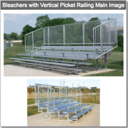 Bleacher 4 or 5 Rows Aluminum Bleachers with Safety Vertical Picket Railing - NB0415V