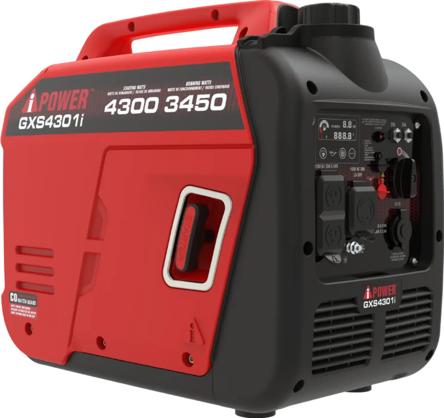 A-iPower 3450W/4300W Generator Gas Low THD Inverter CO Alert New - GXS4301i