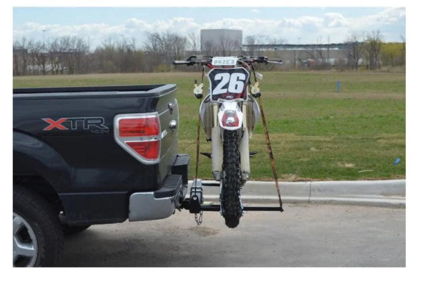 DK2 TMC201 400 lb. Capacity Hitch Mounted Motorcycle Carrier with Adjustable Front Wheel Channel New - TMC201