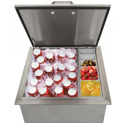 Pacific Coast Manufacturing 260 Series 18" Drop-In Ice Bin Cooler w/ Condiment Tray - BBQ-260-18DI