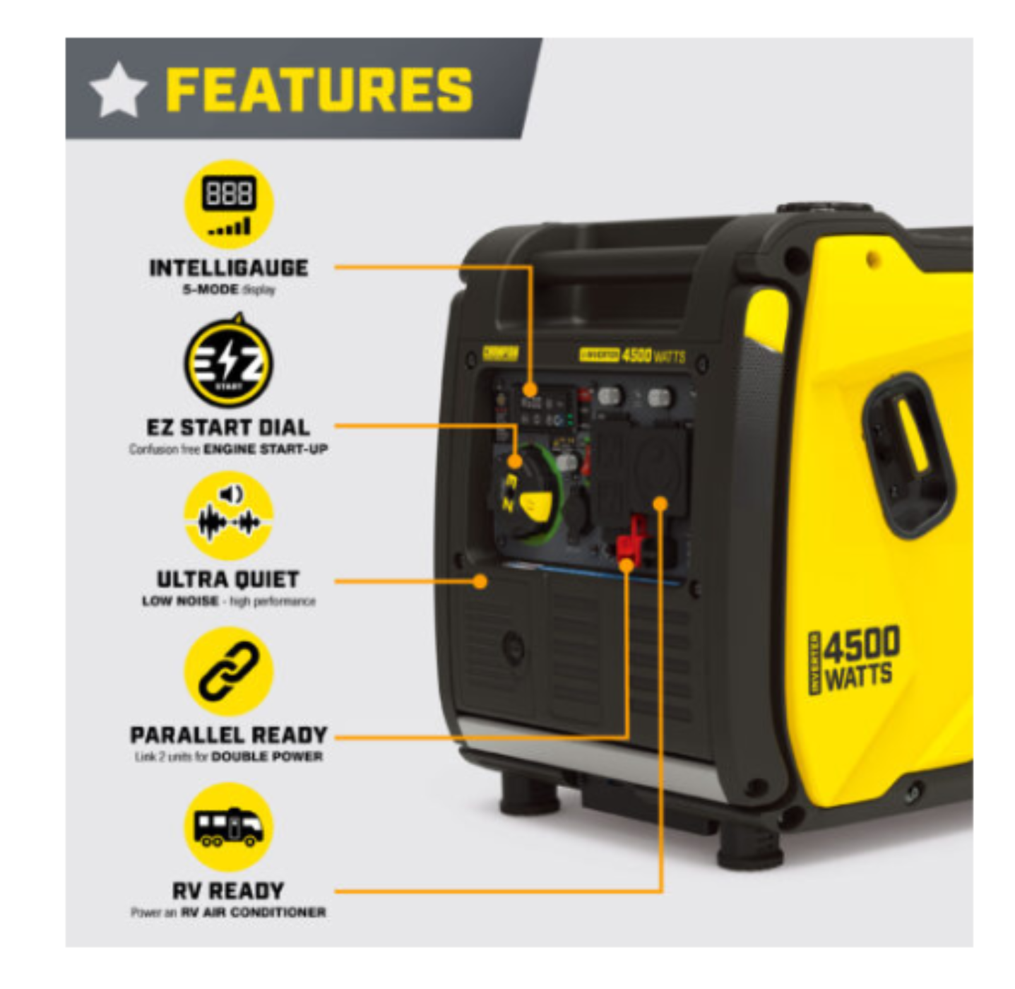 Aurora Generators Champion 4500 Watt Inverter w/REMOTE Electric Start w/ParaLINK - PowerGen USA - 201324