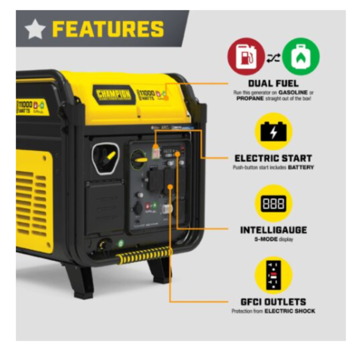 Aurora Generators 11,000W Wireless Start Tri Fuel Inverter with CO Shield - PowerGen USA - 201423