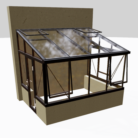 Janssens Arcadia Lean-To Glass Greenhouse/Sunroom with 4mm Tempered Glass Glazing  - CUSTOM-ARCADIA-WDH039