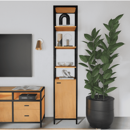 Butler Specialty Company Hans Narrow Wood and Iron 84""Hx 17""W Etagere Bookcase, Light Brown -  5556419