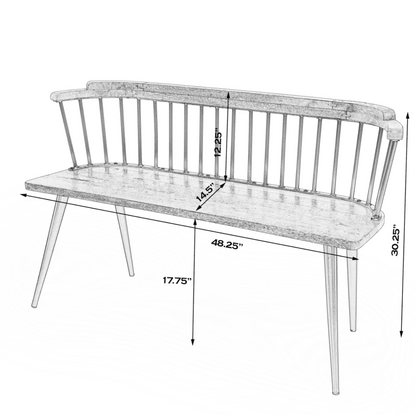 Butler Specialty Company Tempe Mango Wood Spindle Back  51.25""W Bench, Black  - 5615295