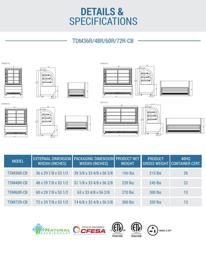Chef AAA - , 72" Curved Glass Bakery Case - TDM72R-CB