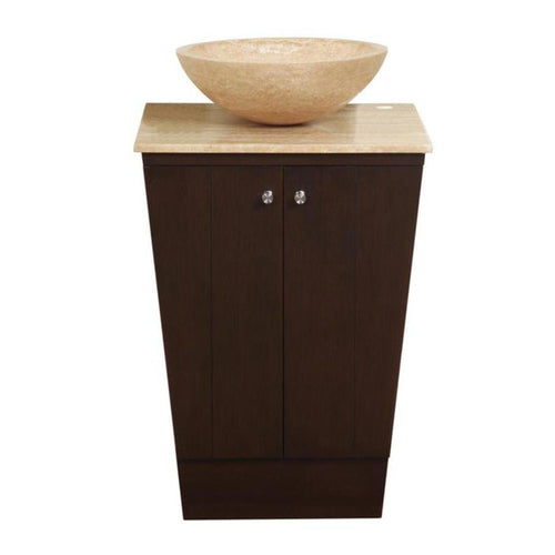 Silkroad Exclusive 22" Single Sink Dark Walnut Bathroom Vanity With Travertine Flat Edge Countertop - HYP-0155-T-22