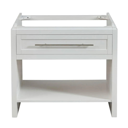 Silkroad Exclusive 36" Single Sink White Bathroom Vanity Base With Drawer and Shelf Storage - SKU_1781970166148_296