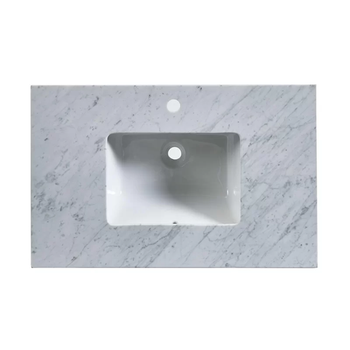 Silkroad Exclusive 36" x 23" White Carrara Marble Vanity Top With Single Rectangular Undermount Sink - T0236WSC
