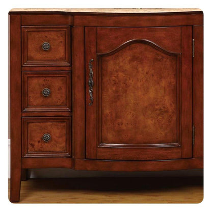 Silkroad Exclusive 48" Single Sink Red Oak Bathroom Vanity With Travertine Countertop and Ivory Ceramic Undermount Sink  - HYP-0701-T-UIC-48