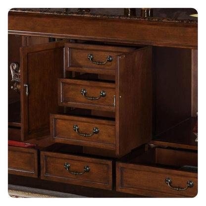 Silkroad Exclusive 72" Double Sink Red Chestnut Bathroom Vanity With Baltic Brown Granite Countertop and Ivory Ceramic Undermount Sink - HYP-0715-BB-UIC-72