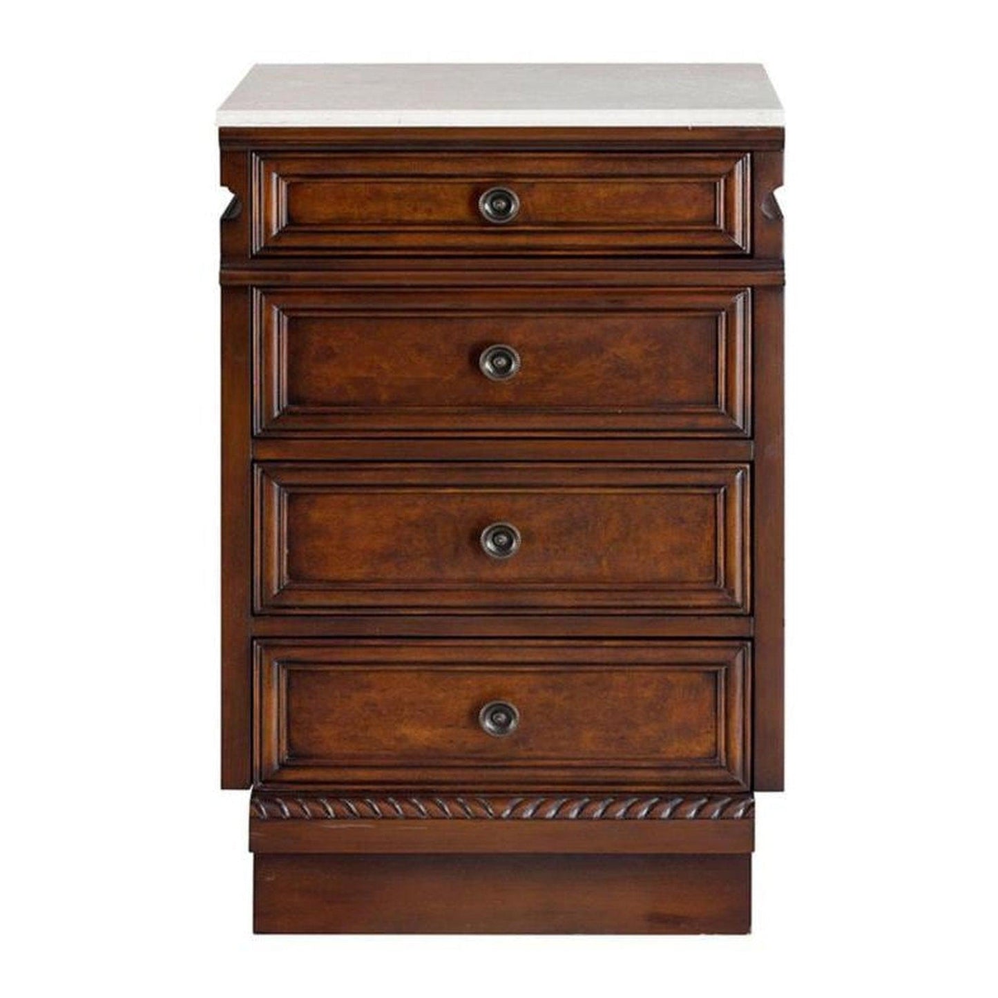 Silkroad Exclusive 90" Double Sink English Chestnut Modular Bathroom Vanity With Crema Marfil Marble Countertop, Ivory Ceramic Undermount Sink and Drawer Bank Cabinet - HYP-0213-CM-UIC-90