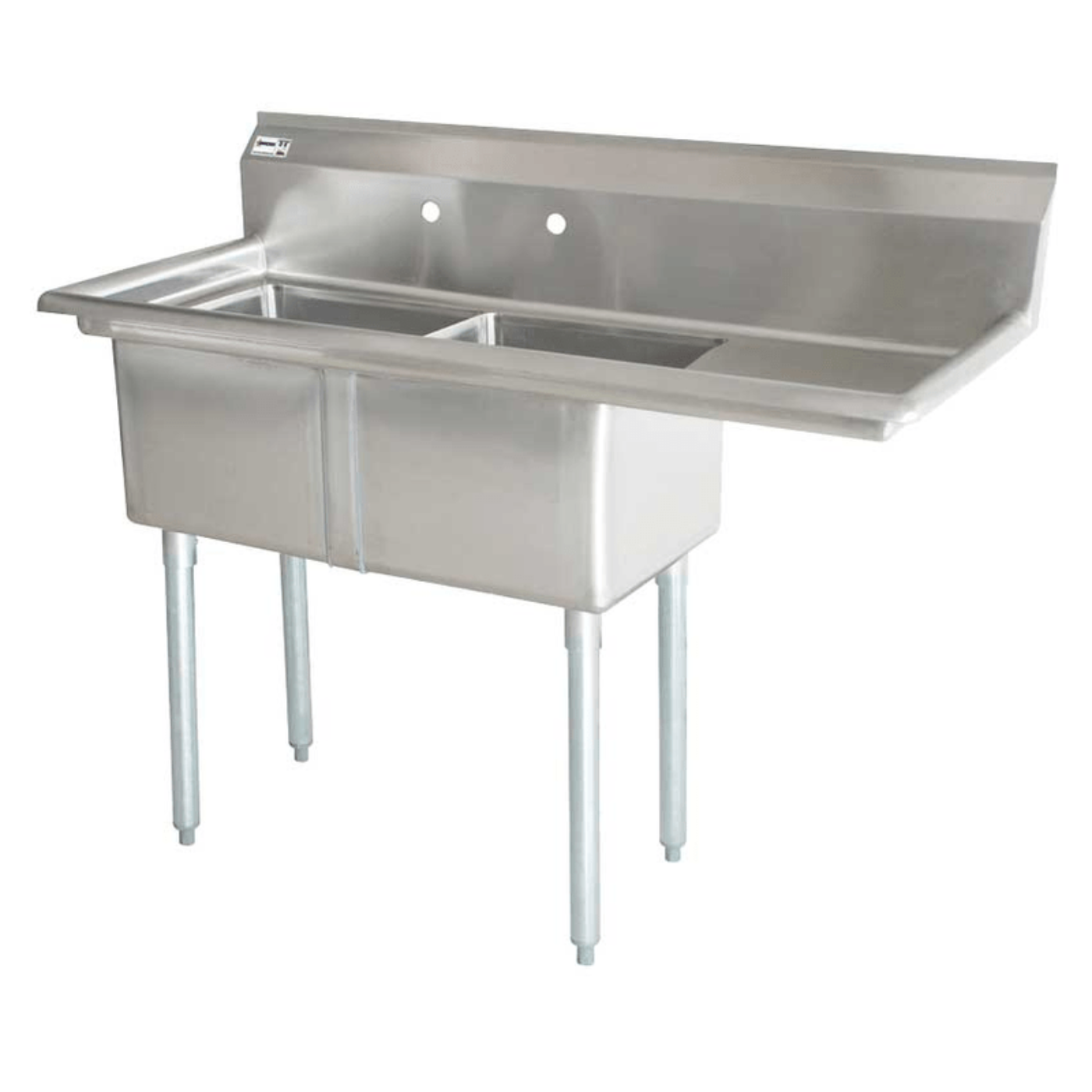 Chef AAA - Two Tub Pot Sink 3.5 Inch Center Drain Right Drain Board  - 43770