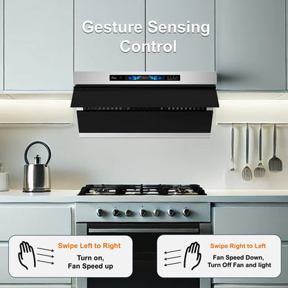 AWOCO RH-SX Under Cabinet Slant Vent Range Hood Voice Gesture Controls - RH-SX30