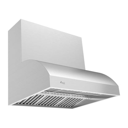 Awoco 42" Outdoor BBQ Vent Hood 18" High Type 304 Stainless Steel, 4 Speeds 2000 CFM with Chimney Cover, 8” Round Top Vent - AWC-RH-WM-BBQ-42+Chim-12x42