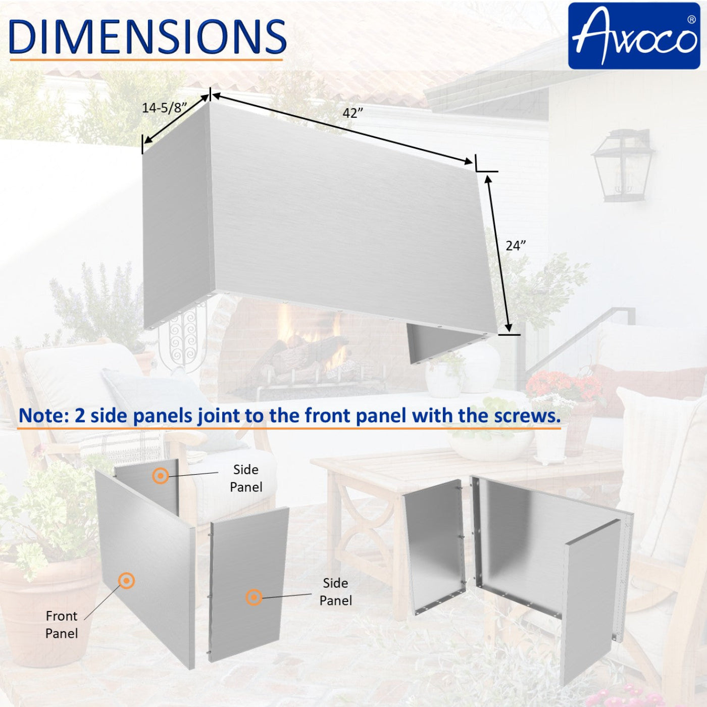 Awoco Stainless Chimney Cover for Awoco Outdoor BBQ Vent Hood - AWC-RH-WM-BBQ-Chim12x36