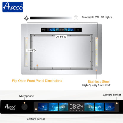 AWOCO  RH-IT08-GV Ceiling Mount Range Hood - Split Insert - Voice & Gesture - AWC-RH-IT08-GV30