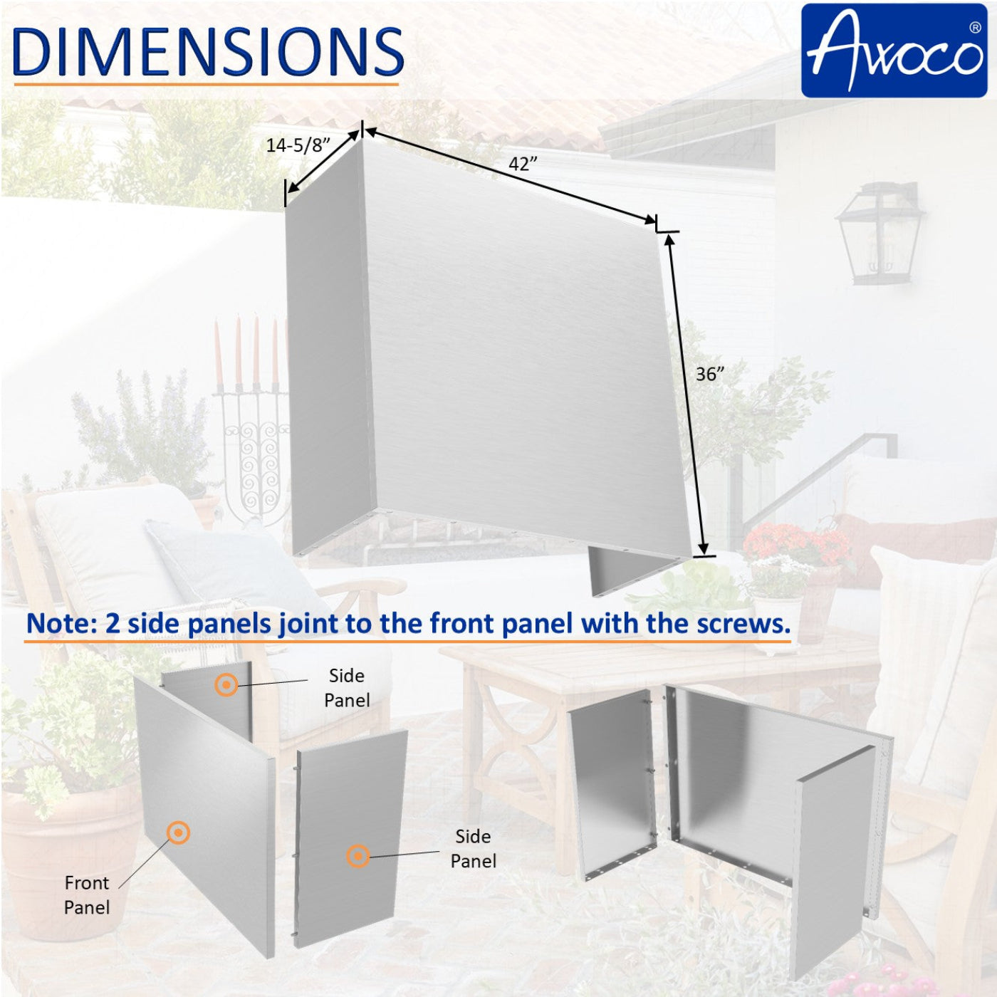 Awoco Stainless Chimney Cover for Awoco Outdoor BBQ Vent Hood - AWC-RH-WM-BBQ-Chim12x36