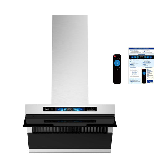 Awoco RH-SX Wall Mount Range Hood, Side-Draft Design, 4 Speeds Exhaust Fan with 800 CFM, Voice, Gesture, Touch & Remote Control, 6" Vent, Dimmable LED Light Bars - AWC-RH-SX30+Chimney