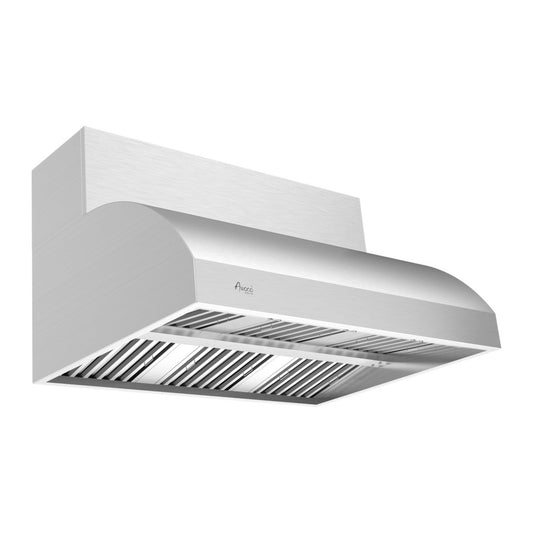 Awoco 48" Outdoor BBQ Vent Hood 18" High Type 304 Stainless Steel, 4 Speeds 2000 CFM with Chimney Cover, 8” Round Top Vent - AWC-RH-WM-BBQ-48+Chim-12x48