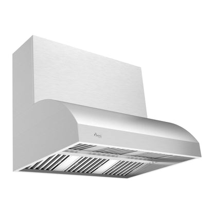 Awoco 48" Outdoor BBQ Vent Hood 18" High Type 304 Stainless Steel, 4 Speeds 2000 CFM with Chimney Cover, 8” Round Top Vent - AWC-RH-WM-BBQ-48+Chim-12x48