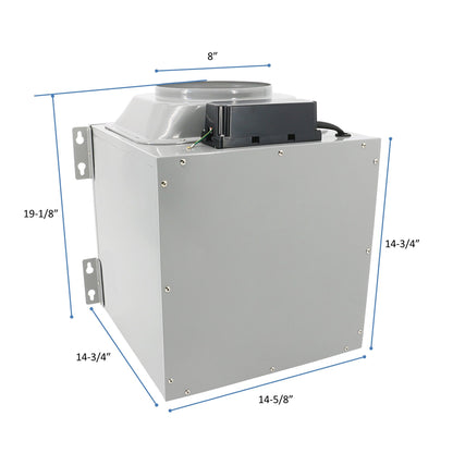 AWOCO  RH-SP08-T Quiet Split Range Hood - 8 inch Round Top Vent - 1000CFM - RH-SP08-T30