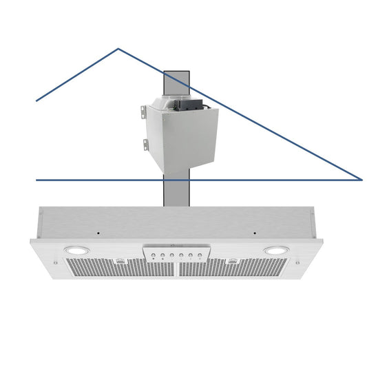 Awoco RH-IT08 11-3/4"D Super Quiet Split Insert Stainless Steel Range Hood, 4 Speeds with a 8” Blower Unit, 1000CFM, Mesh Filters, LED Lights - RH-IT08-30-COLD