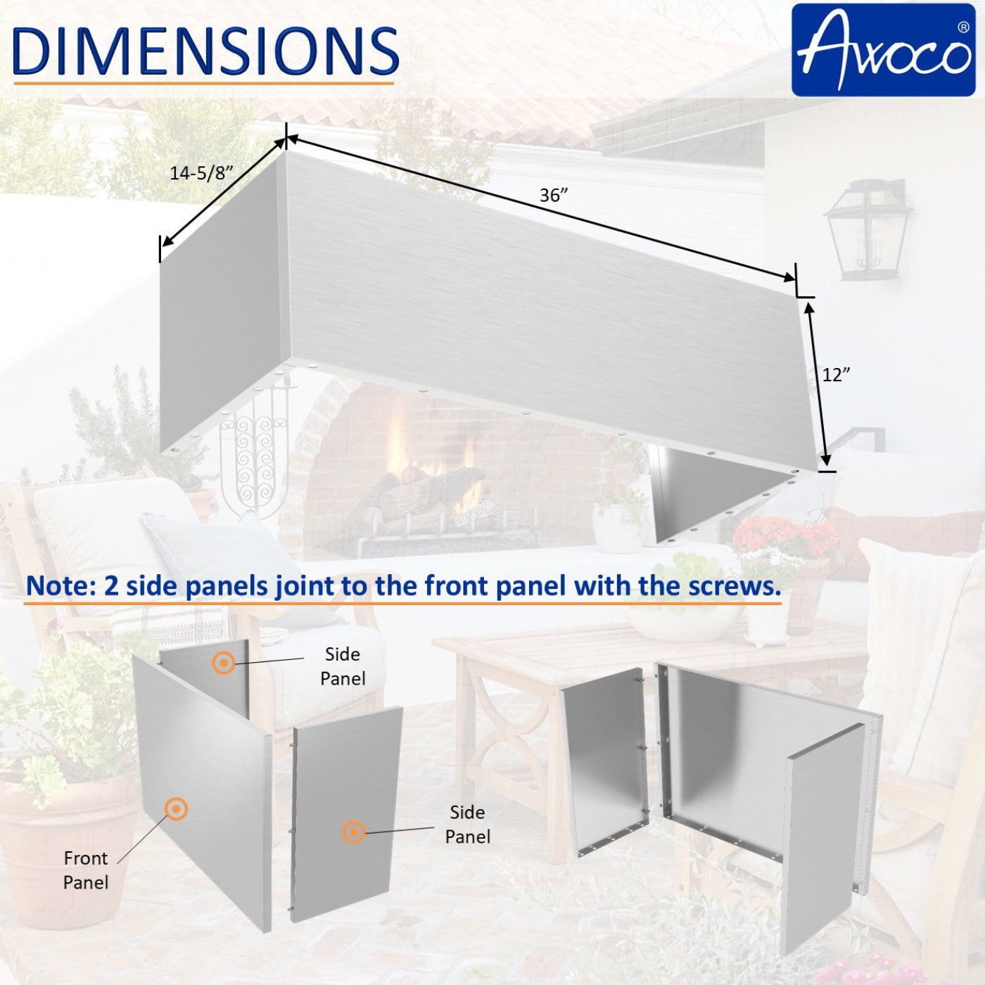 Awoco Stainless Chimney Cover for Awoco Outdoor BBQ Vent Hood - AWC-RH-WM-BBQ-Chim12x36