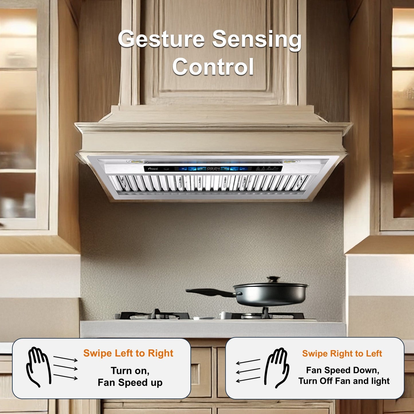 AWOCO RH-BQ-XV Range Hood Insert - Voice & Gesture - 800 CFM - 6" Top Vent - RH-BQ-XV30
