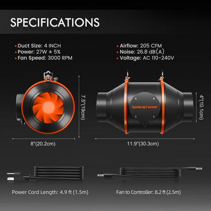 2026 Spider Farmer® 2’x2′ GGS AC5 Power Strip Complete Grow Tent Kits丨SF1000D Full Spectrum Dimmable LED丨4” Ventilation System