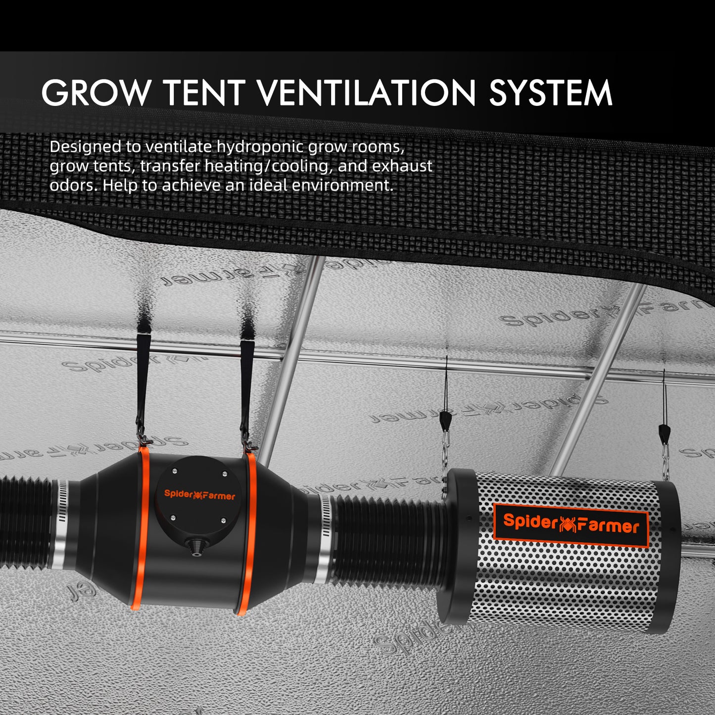2026 Spider Farmer® 2’x2′ GGS AC5 Power Strip Complete Grow Tent Kits丨SF1000D Full Spectrum Dimmable LED丨4” Ventilation System