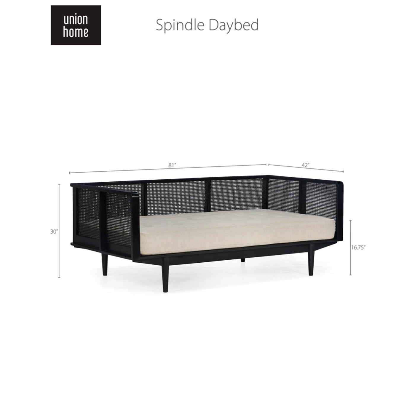 Union Home Spindle Daybed With White Cotton Mattress -  LVR00117