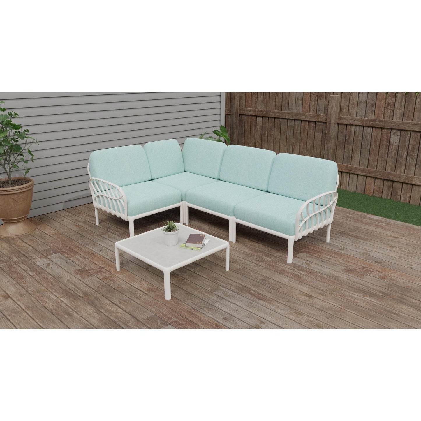 Strata Furniture Dahlia Patio Corner Loveseat and Table - ODAXLETWM