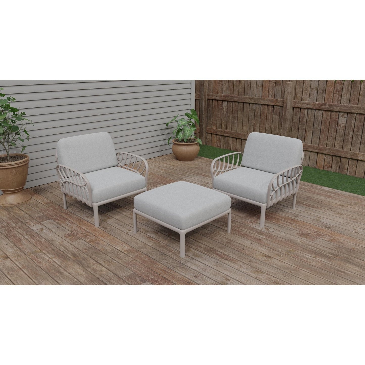 Strata Furniture Dahlia Patio Set Chairs and Ottoman -  ODACCOGG