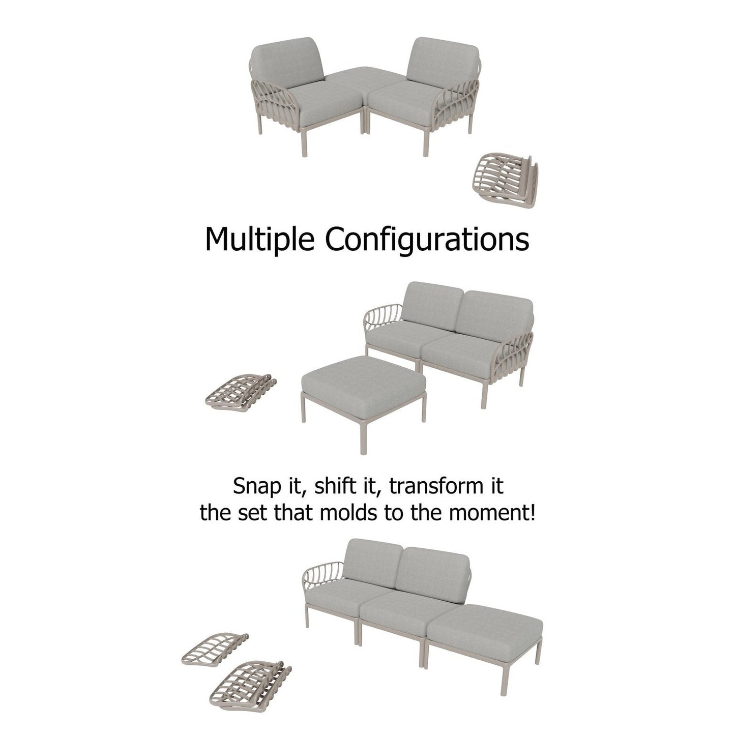 Strata Furniture Dahlia Patio Set Chairs and Ottoman -  ODACCOGG