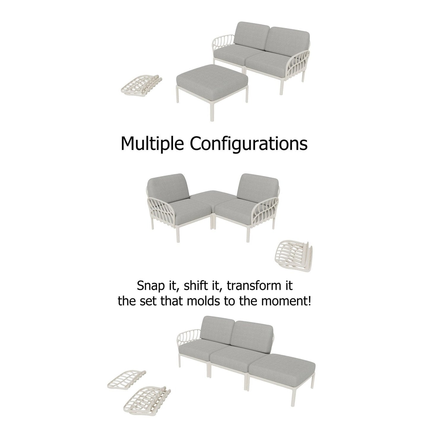 Strata Furniture Dahlia Patio Set Chairs and Ottoman  - ODACCOWG