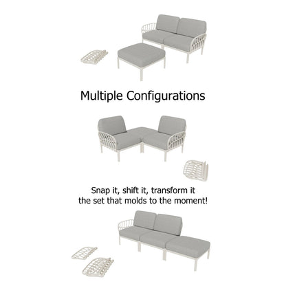 Strata Furniture Dahlia Patio Set Chairs and Ottoman  - ODACCOWG