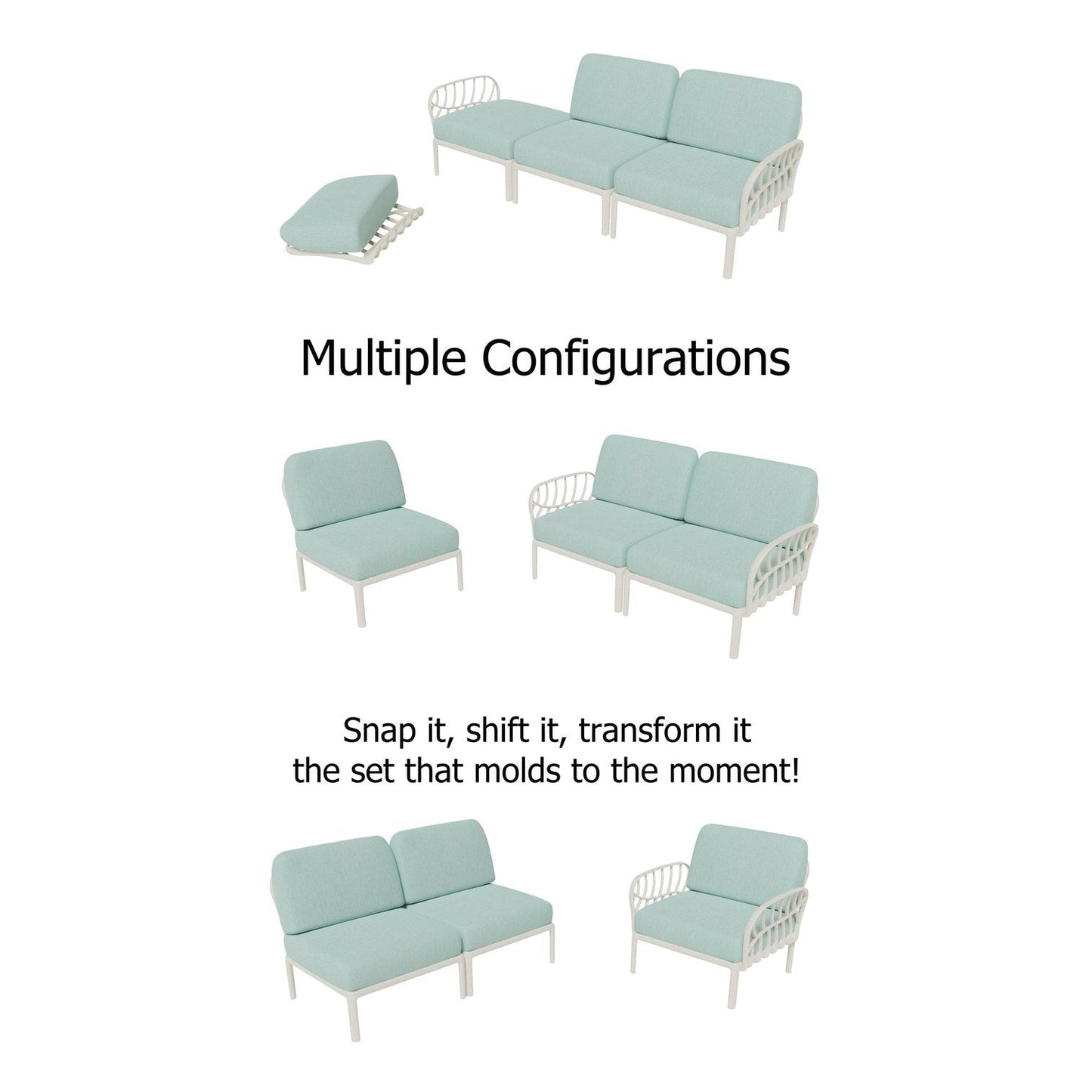 Strata Furniture Dahlia Patio Sofa White -  ODASWM