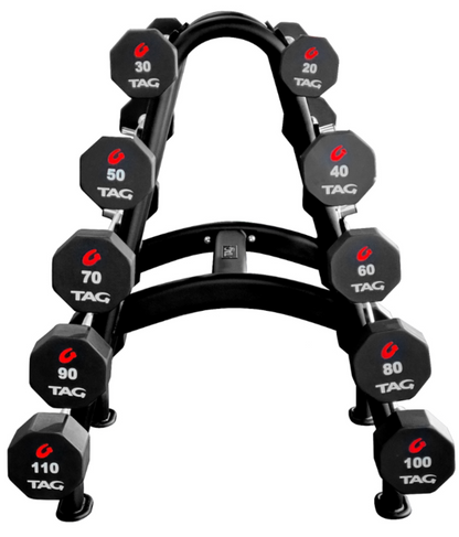 TAG Fitness Premium Ultrathane Fixed Barbell 20-100 Set with Ez-Curl Handle - 1770024668899_449