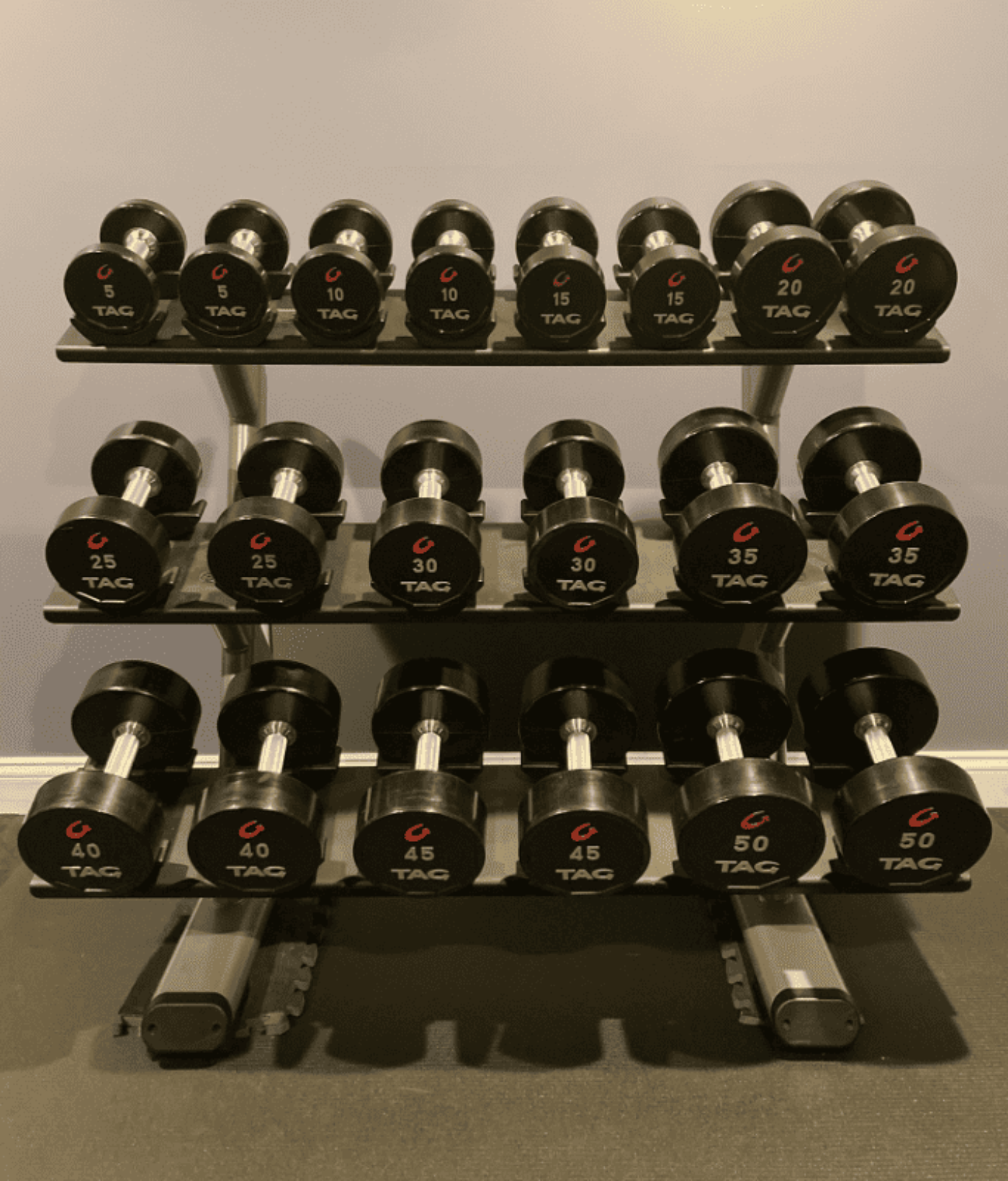 TAG Fitness Premium Ultrathane Dumbbell Set 5lb – 100lb - 1770024574368_914