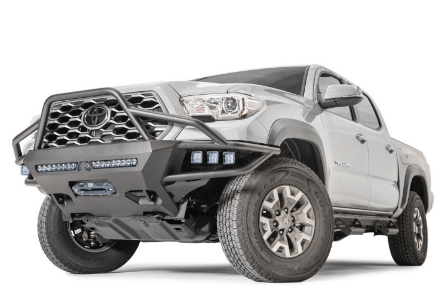 Fab Fours TB16-03-1 Toyota Tacoma 2016-2023 Ultra Light Hybrid Front Bumper Winch Ready with High Guard